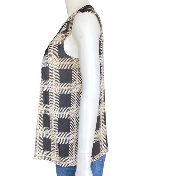 Joie Womens Silk Checkered Cap Sleeve Blouse Size Medium - Picture 2 of 8